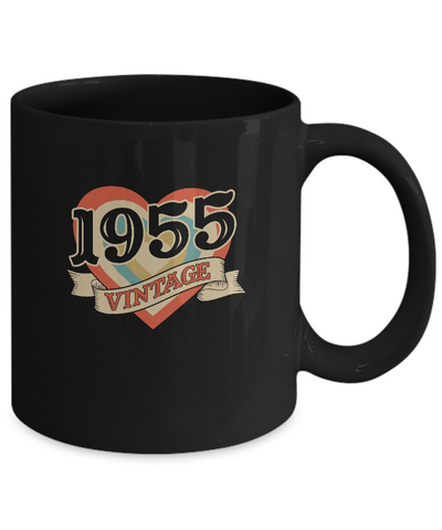 67th Birthday Gifts Classic Retro Heart Vintage 1955 Mug Coffee Mug | Teecentury.com
