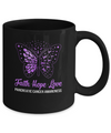 Faith Hope Love Purple Butterfly Pancreatic Cancer Awareness Mug Coffee Mug | Teecentury.com