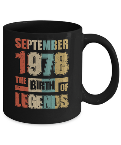 Vintage Retro September 1978 Birth Of Legends 44th Birthday Mug Coffee Mug | Teecentury.com