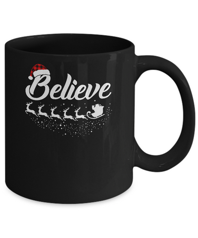 Believe Christmas Gifts Santa Hat Buffalo Plaid Mug Coffee Mug | Teecentury.com