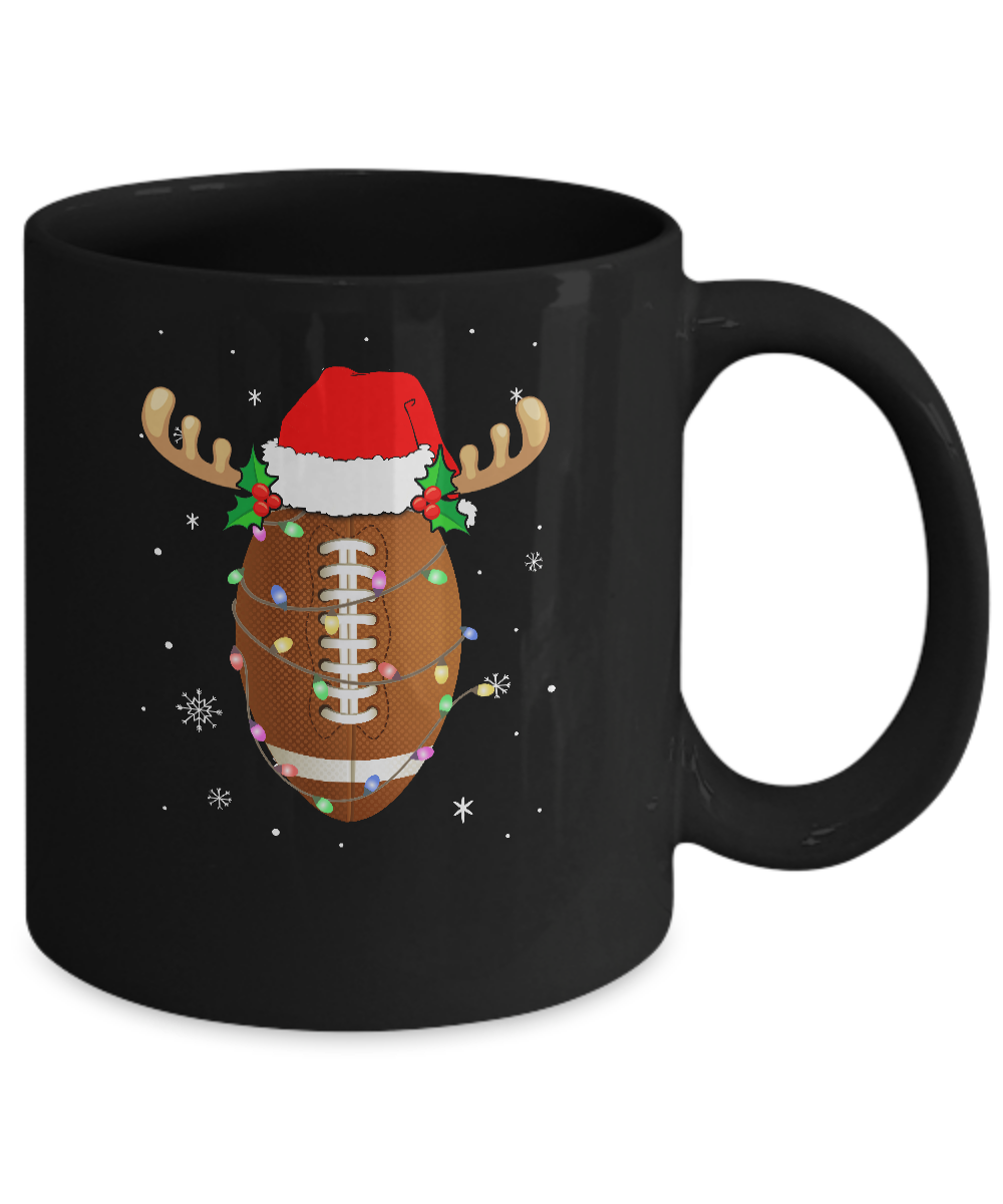 Santa Hat Football Reindeer Christmas Gifts Mug Coffee Mug | Teecentury.com