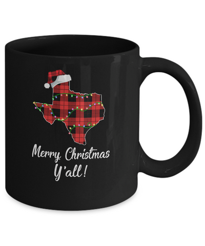 Merry Christmas Y'all Texas State Red Plaid Gift Mug Coffee Mug | Teecentury.com