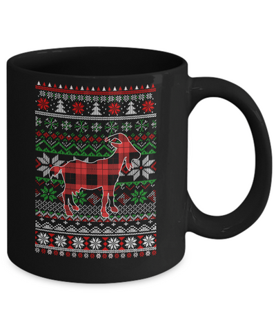 Goat Red Plaid Ugly Christmas Sweater Funny Gifts Mug Coffee Mug | Teecentury.com