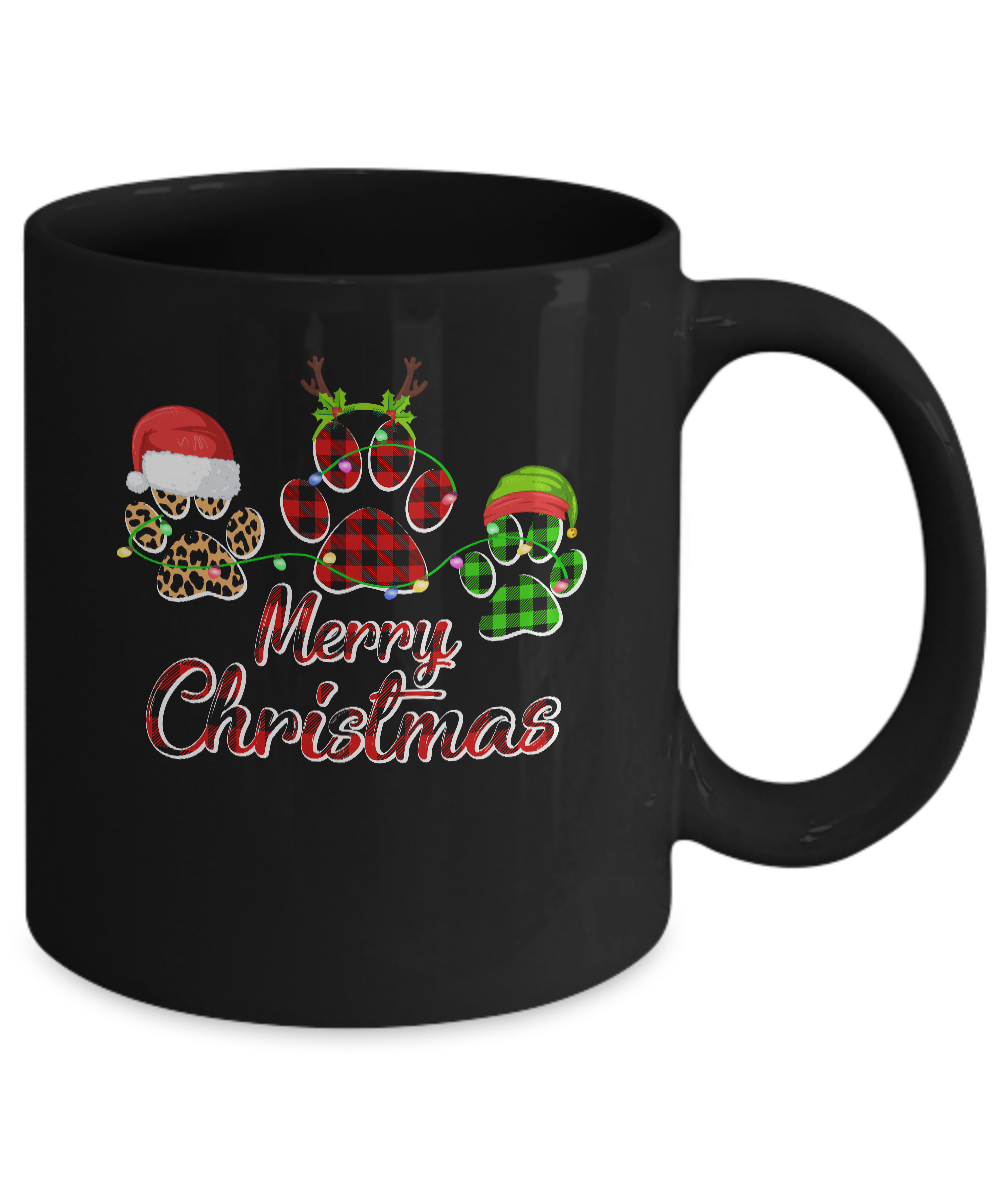 Paw Dogs Merry Christmas Dog Lovers Red Buffalo Mug Coffee Mug | Teecentury.com