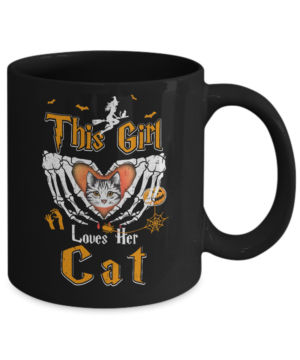 This Girl Love Her Cat Halloween Mug Coffee Mug | Teecentury.com