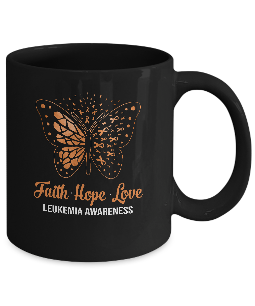 Faith Hope Love Orange Butterfly Leukemia Awareness Mug Coffee Mug | Teecentury.com