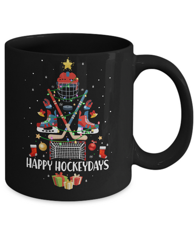 Happy Hockeydays Ice Hockey Christmas Tree Funny Xmas Gift Mug Coffee Mug | Teecentury.com