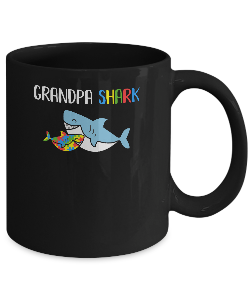 Grandpa Shark Support Autism Awareness For Grandchild Mug Coffee Mug | Teecentury.com