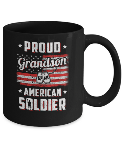 Proud Grandson Of A Soldier Army Papa Veteran Mug Coffee Mug | Teecentury.com