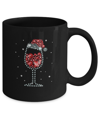 Diamond Wine Glasses Santa Hat Christmas Mug Coffee Mug | Teecentury.com
