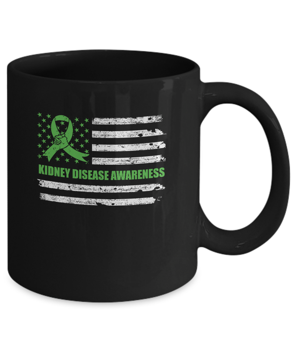Green Ribbon Kidney Disease Awareness US Flag Mug Coffee Mug | Teecentury.com