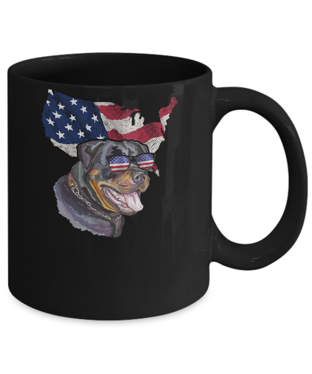 Funny Patriot Rottweiler Dog 4Th Of July American Flag Mug Coffee Mug | Teecentury.com