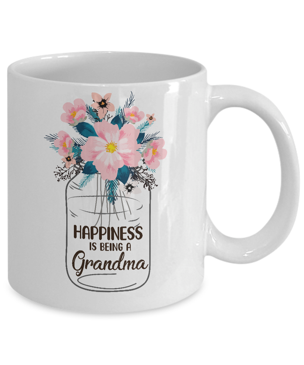 Happiness Is Being Grandma Life Flower Grandma Gifts Mug Coffee Mug | Teecentury.com