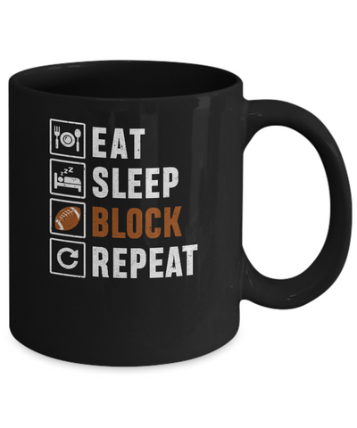 Funny Eat Sleep Block Repeat Football Gifts Mug Coffee Mug | Teecentury.com