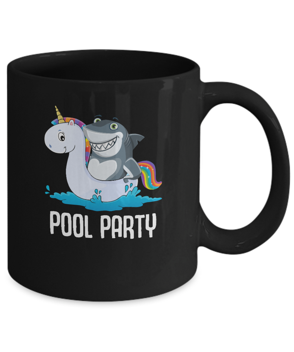 Pool Party Unicorn Float Funny Shark Mug Coffee Mug | Teecentury.com
