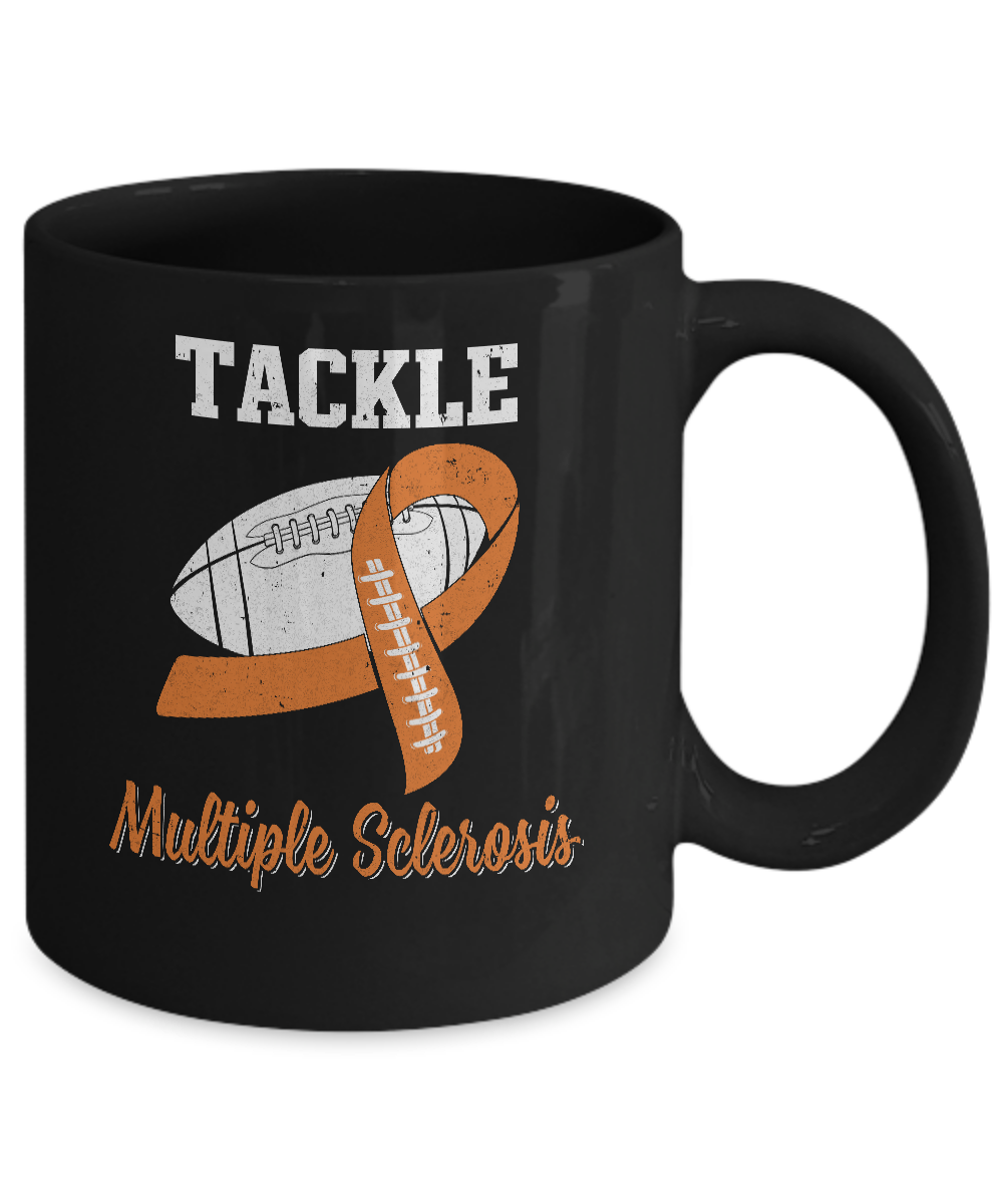 Football Survivor Tackle Orange Multiple Sclerosis Awareness Mug Coffee Mug | Teecentury.com