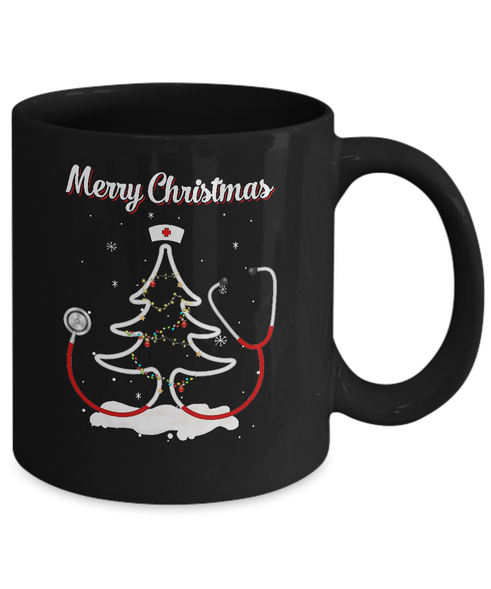 Merry Christmas Stethoscope Nurse Christmas Tree Xmas Mug Coffee Mug | Teecentury.com