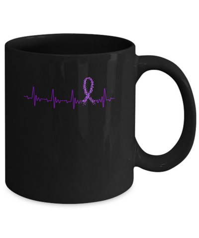 Alzheimer's Lupus Awareness Purple Ribbon Heartbeat Mug Coffee Mug | Teecentury.com