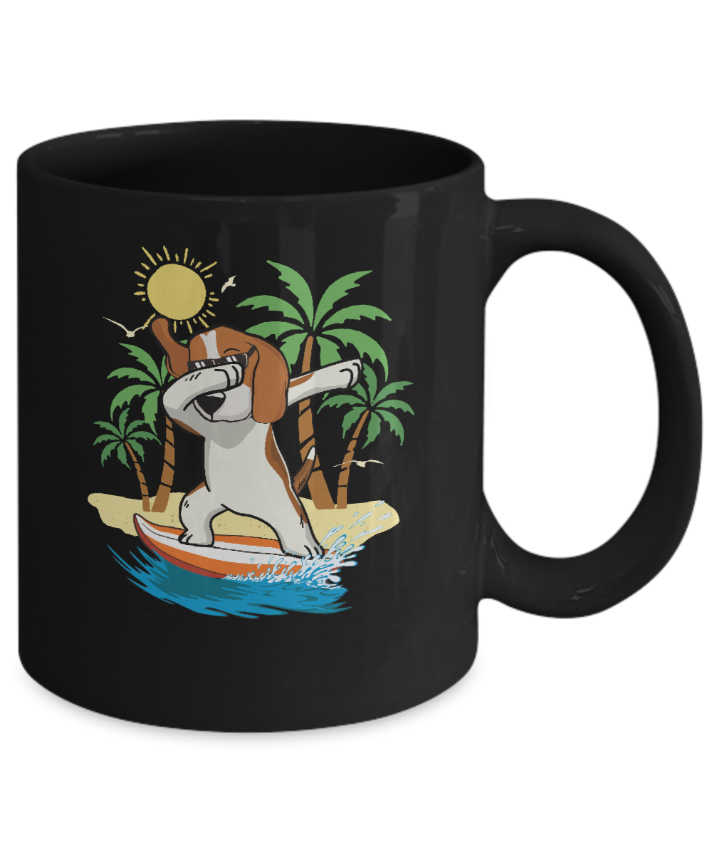 Summer Vacation Dabbing Beagle Surfing Surfboard Gift Mug Coffee Mug | Teecentury.com