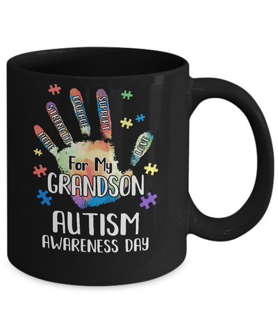 Support Autism Awareness For My Grandson Puzzle Gift Mug Coffee Mug | Teecentury.com