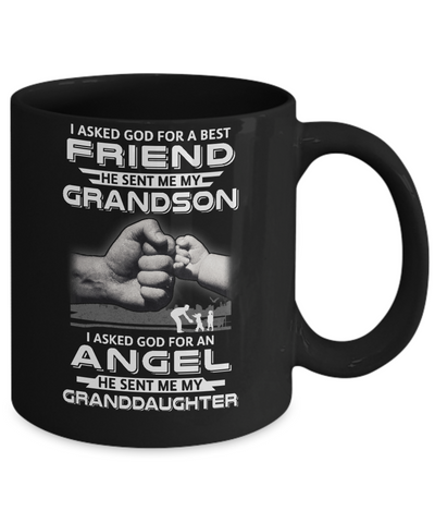 A Best Friend He Sent Me My Grandson & Angel Granddaughter Mug Coffee Mug | Teecentury.com