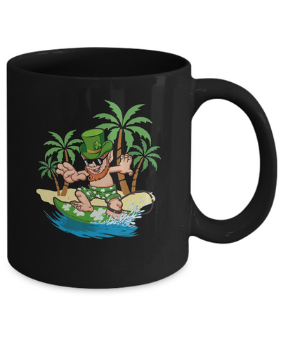 St Patricks Day Hawaiian Leprechaun Surfing Mug Coffee Mug | Teecentury.com