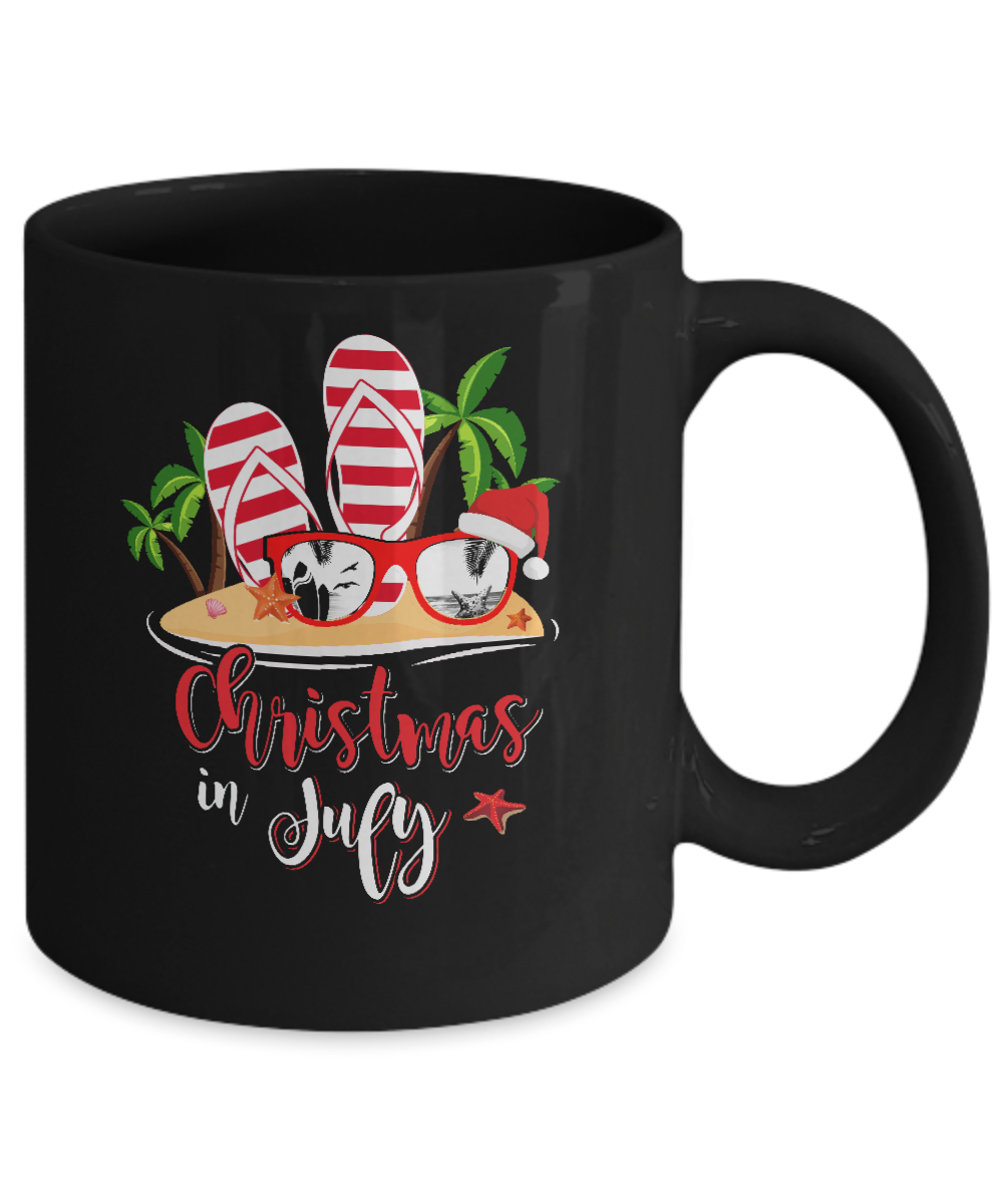Flip Flop Sunglasses Christmas In July Summer Vacation Beach Mug Coffee Mug | Teecentury.com