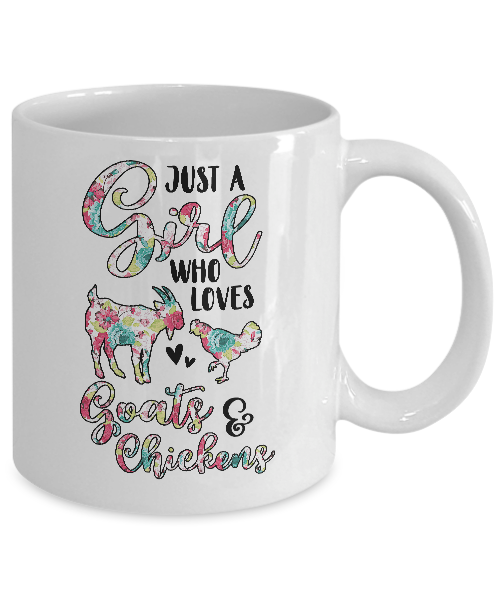 Just A Girl Who Loves Goats Chickens Lovers Mug Coffee Mug | Teecentury.com