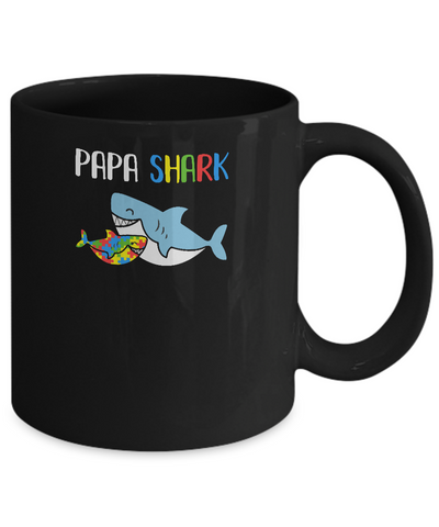 Papa Shark Support Autism Awareness For Grandchild Mug Coffee Mug | Teecentury.com