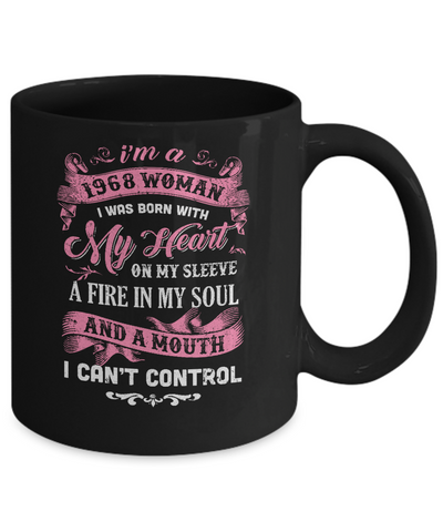 Vintage 1968 Woman 54 Birthday I Was Born With My Heart Mug Coffee Mug | Teecentury.com