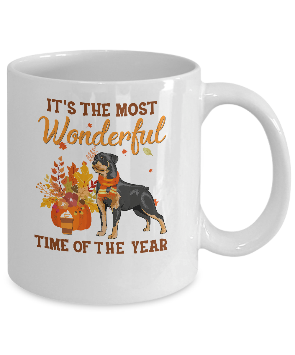 Rottweiler Autumn It's The Most Wonderful Time Of The Year Mug Coffee Mug | Teecentury.com