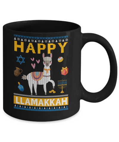 Happy Llama Llamakkah Hanukkah Ugly Sweater Mug Coffee Mug | Teecentury.com