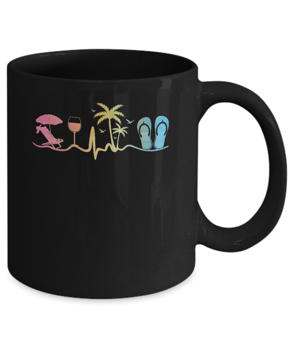 Heartbeat Palm Tree Wine Glass Flip Flop Summer Mug Coffee Mug | Teecentury.com