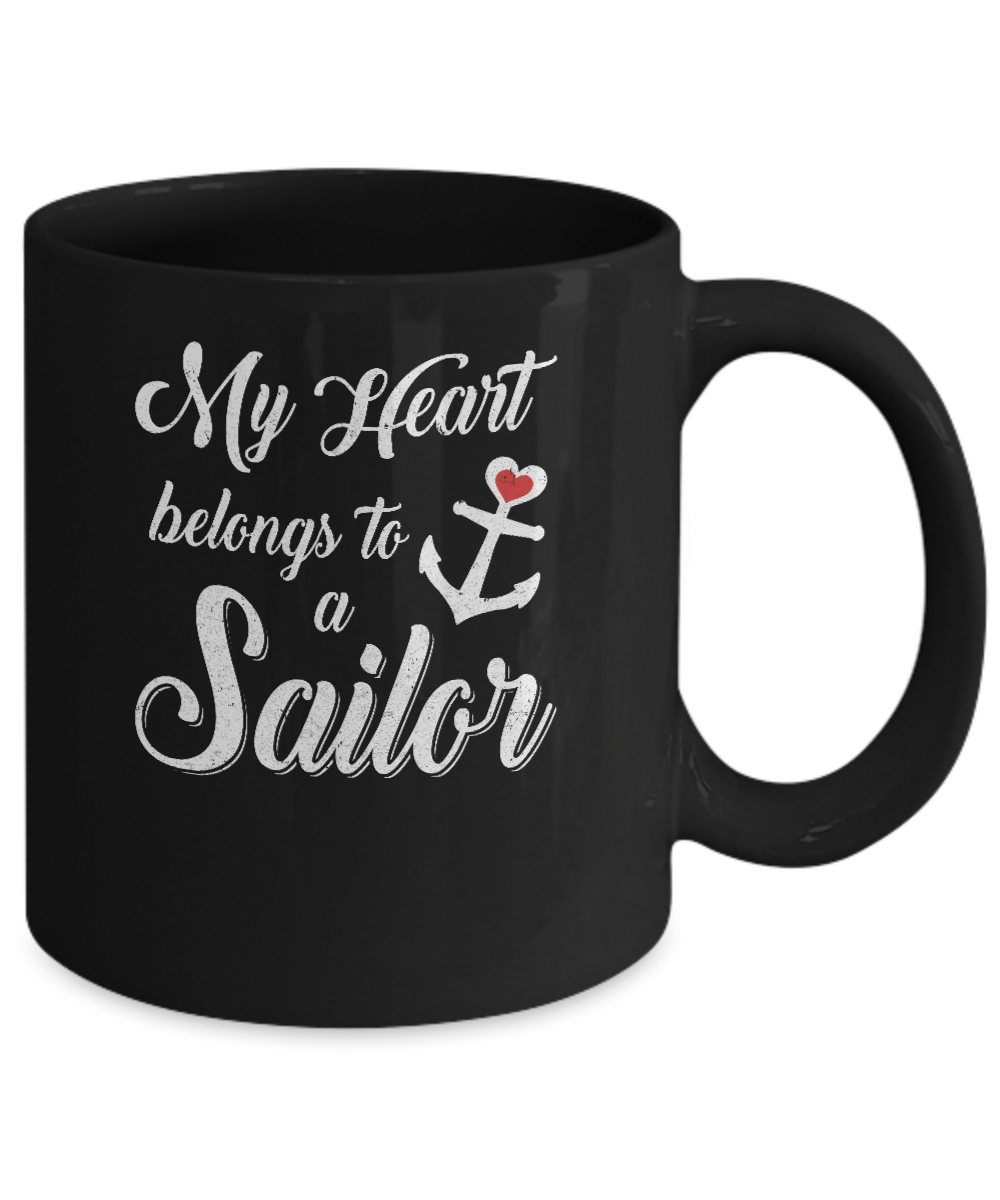 My Heart Belongs To A Sailor Wife Gift Mug Coffee Mug | Teecentury.com
