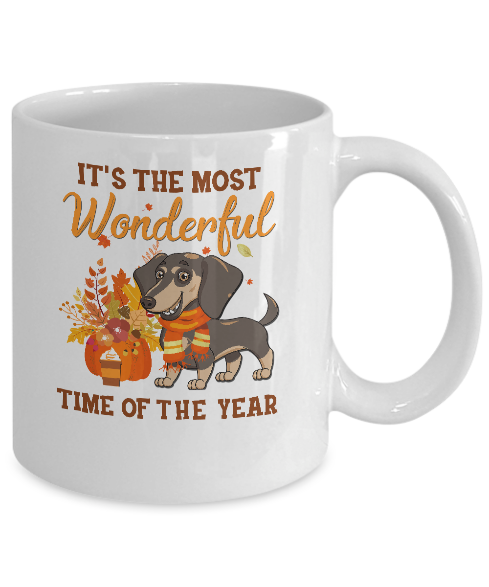 Dachshund Autumn It's The Most Wonderful Time Of The Year Mug Coffee Mug | Teecentury.com