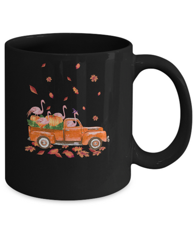 Happy Halloween Flamingo Fall Autumn Pumpkin Truck Mug Coffee Mug | Teecentury.com