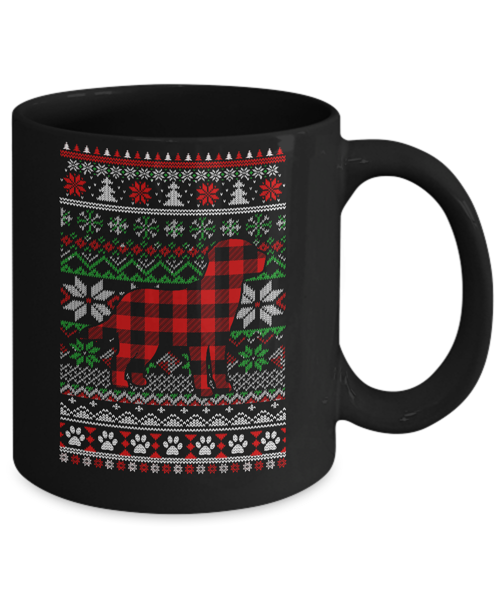 Labrador Red Plaid Ugly Christmas Sweater Gifts Mug Coffee Mug | Teecentury.com