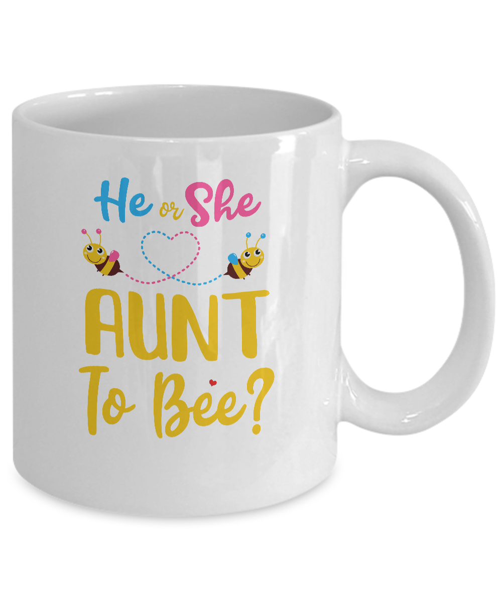 Gender Reveal Pink Or Blue What Will It Bee He Or She Aunt Mug Coffee Mug | Teecentury.com