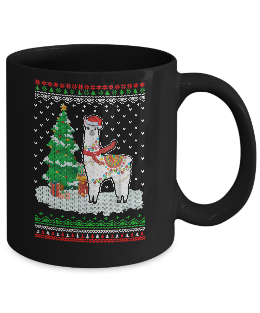 Xmas Alpaca Llama Santa Hat Ugly Christmas Sweater Mug Coffee Mug | Teecentury.com