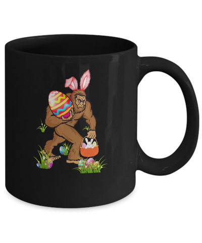 Funny Bigfoot Bunny Hunting Eggs Easter Day Mug Coffee Mug | Teecentury.com