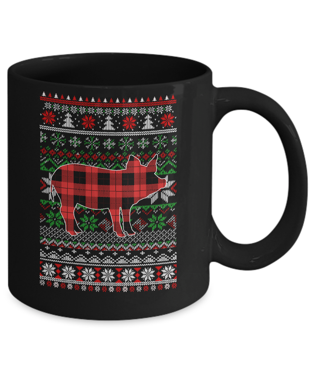 Pig Red Plaid Ugly Christmas Sweater Funny Gifts Mug Coffee Mug | Teecentury.com
