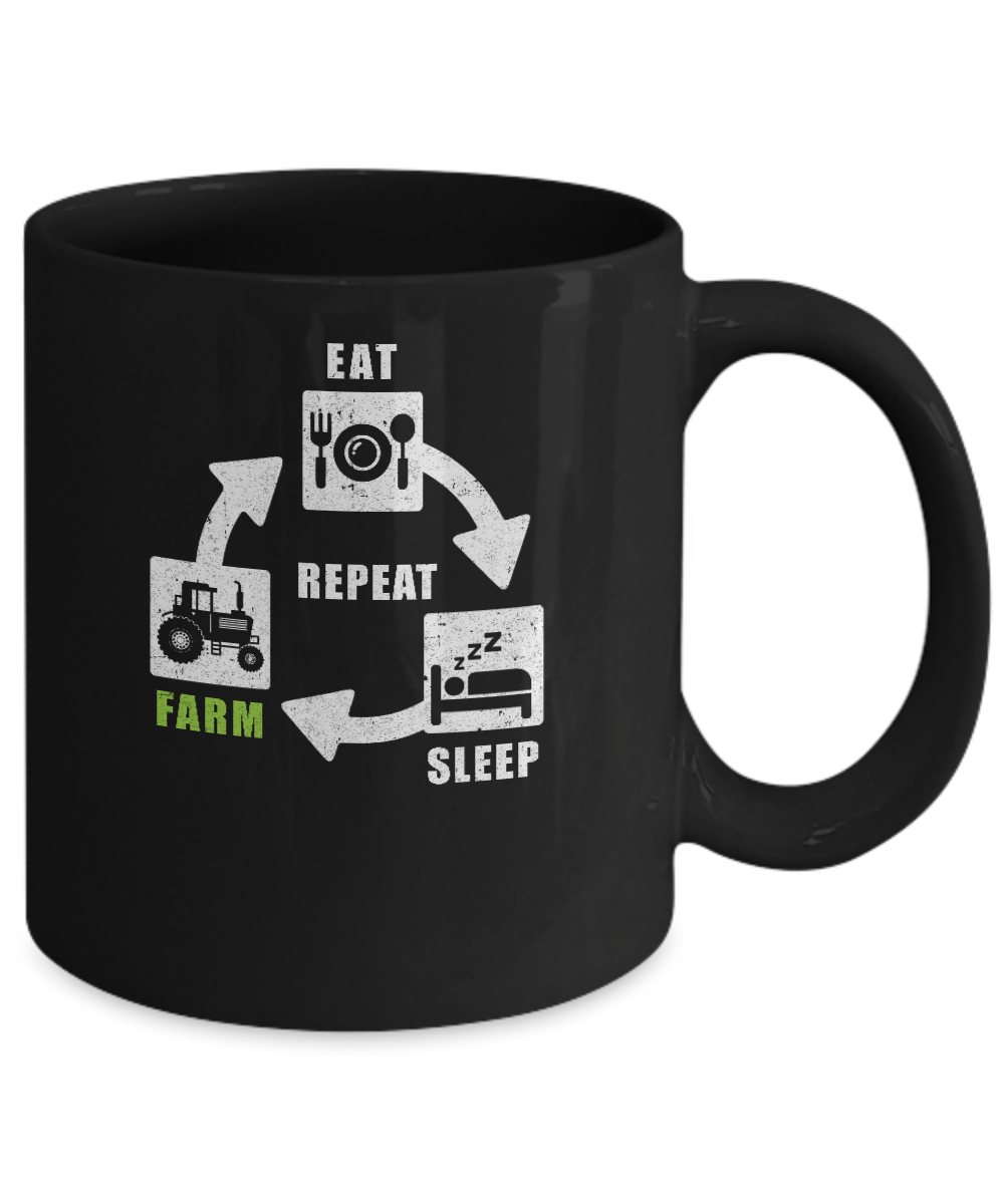 Eat Sleep Farm Repeat Farmer Farming Tractor Mug Coffee Mug | Teecentury.com
