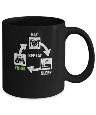 Eat Sleep Farm Repeat Farmer Farming Tractor Mug Coffee Mug | Teecentury.com