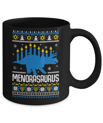 Funny Ugly Hanukkah Dinosaur Menorasaurus Sweater Mug Coffee Mug | Teecentury.com