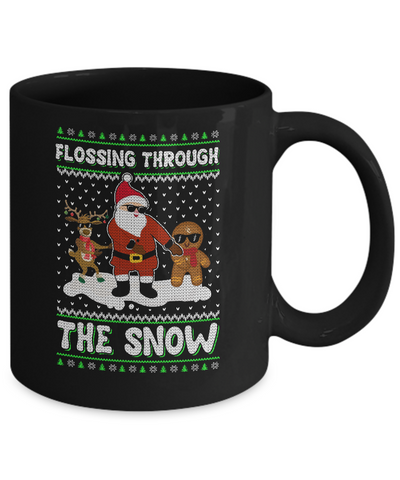 Flossing Through The Snow Santa Ugly Christmas Sweater Mug Coffee Mug | Teecentury.com