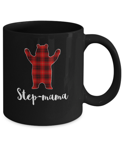 Red Step-Mama Bear Buffalo Plaid Family Christmas Pajamas Mug Coffee Mug | Teecentury.com