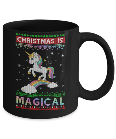 Christmas Is Magical Unicorn Ugly Christmas Sweater Mug Coffee Mug | Teecentury.com