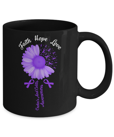 Faith Hope Love Purple Crohn's And Colitis Awareness Mug Coffee Mug | Teecentury.com