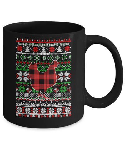 Chicken Red Plaid Ugly Christmas Sweater Funny Gifts Mug Coffee Mug | Teecentury.com