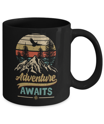 Vintage Adventure Awaits Camping Camper Outdoor Travel Mug Coffee Mug | Teecentury.com